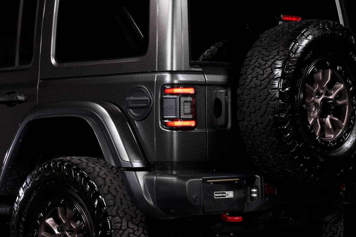 XB LED Tail Lights: 2018+ Jeep Wrangler JL, Set (Choose Smoked or Red Lens) - Apollo Off-Road