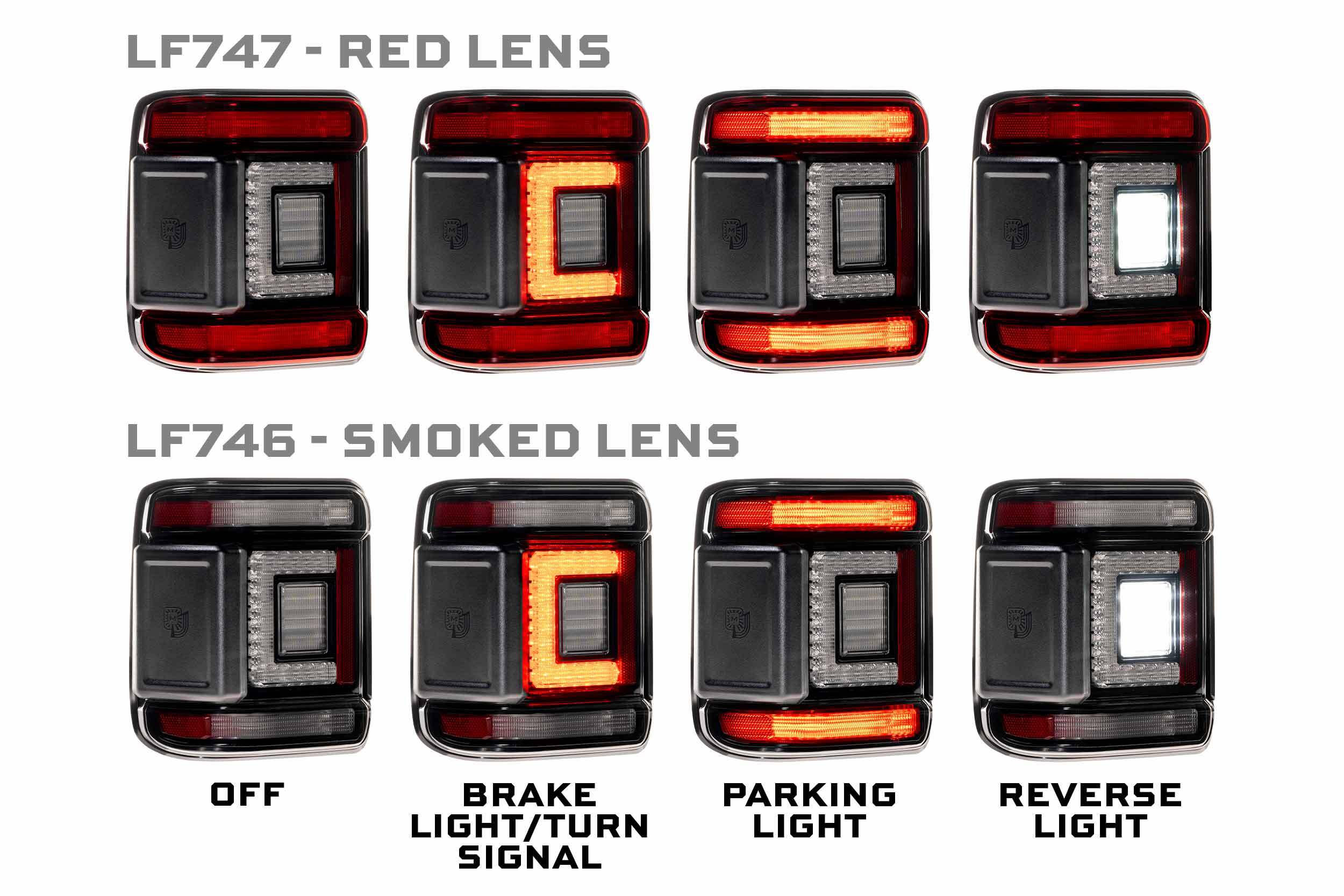 XB LED Tail Lights: 2018+ Jeep Wrangler JL, Set (Choose Smoked or Red Lens) - Apollo Off-Road