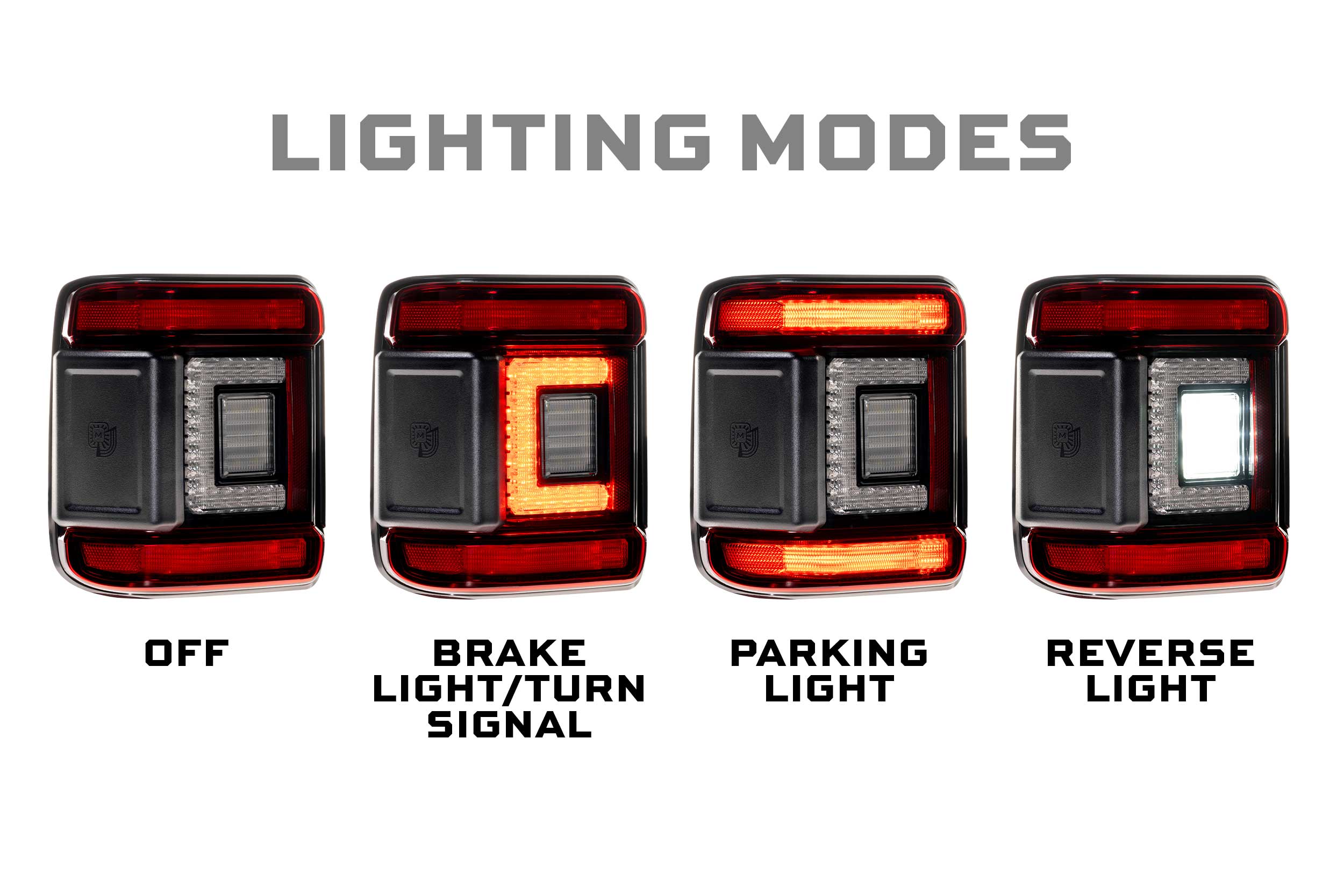 XB LED Tail Lights: 2018+ Jeep Wrangler JL, Set (Choose Smoked or Red Lens) - Apollo Off-Road