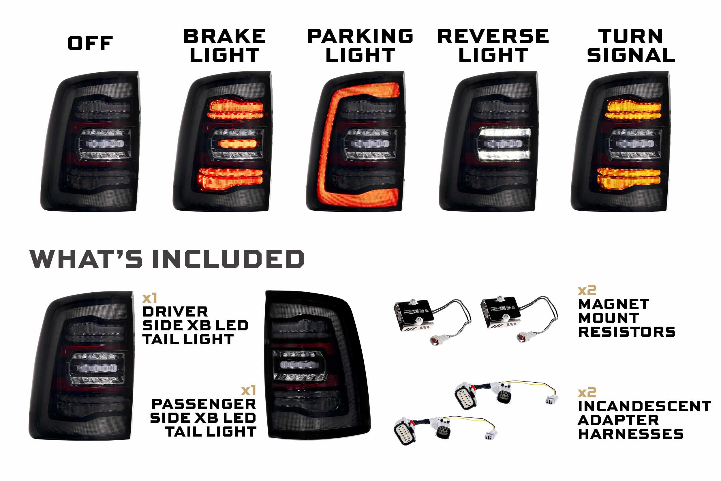 XB LED Tail Lights: 2019+ Ram HD (Choose Red or Smoked) - Apollo Off-Road