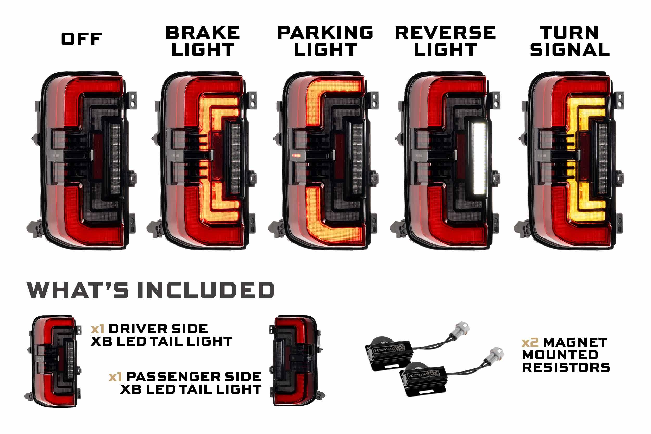 XB LED Tail Lights: Ford Bronco (2021+) (Smoked or Red) - Apollo Off-Road