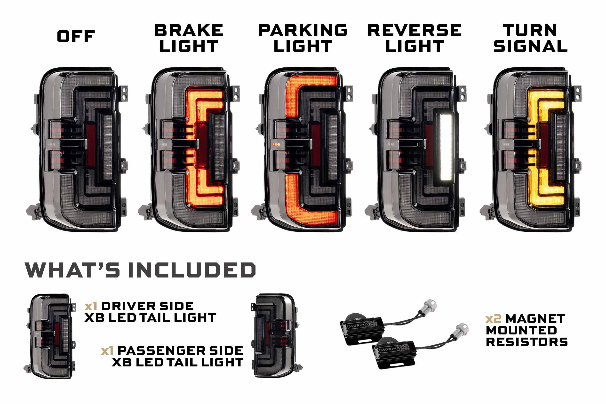 XB LED Tail Lights: Ford Bronco (2021+) (Smoked or Red) - Apollo Off-Road