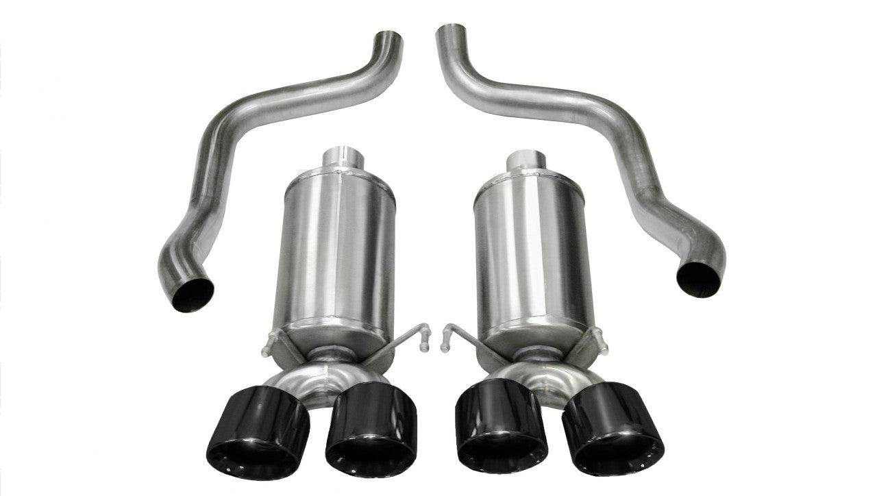 2.5 Inch Axle-Back Xtreme Dual Exhaust Black 3.5 Inch Tips 09-13 Corvette 6.2L Stainless Steel - Apollo Off-Road