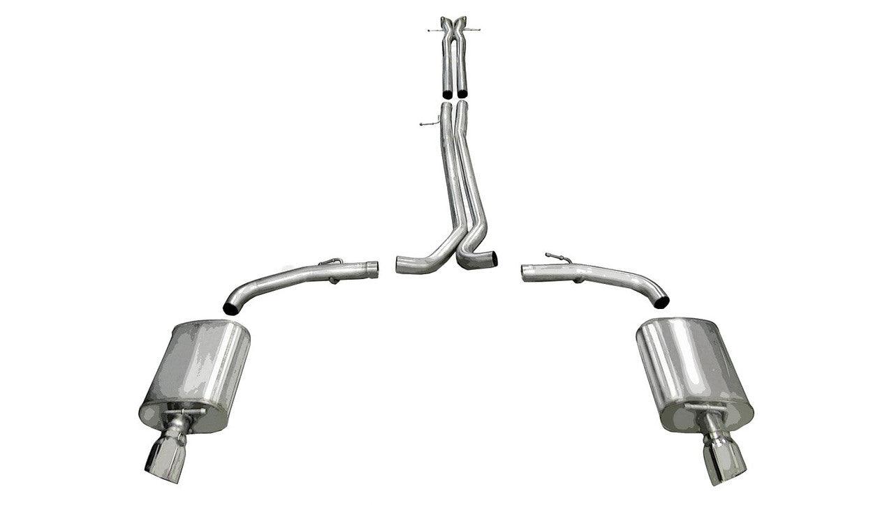 2.5 Inch Cat-Back Sport Dual Exhaust 4.0 Inch Polished Tips 10-17 Ford Taurus SHO-10-13 Lincoln MKS 3.5L V6 Turbo Stainless Steel - Apollo Off-Road