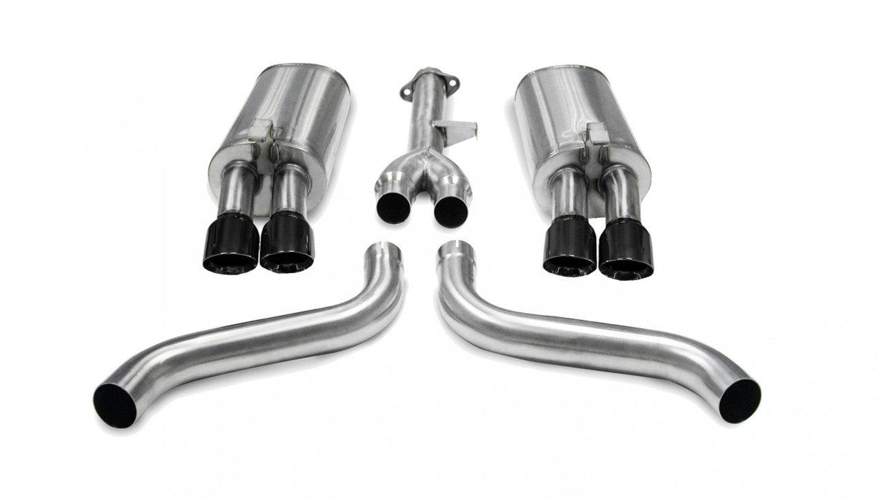 2.5 Inch Cat-Back Sport Dual Exhaust Black 3.5 Inch Tips 86-91 Corvette C4 5.7L V8 L98 Stainless Steel - Apollo Off-Road