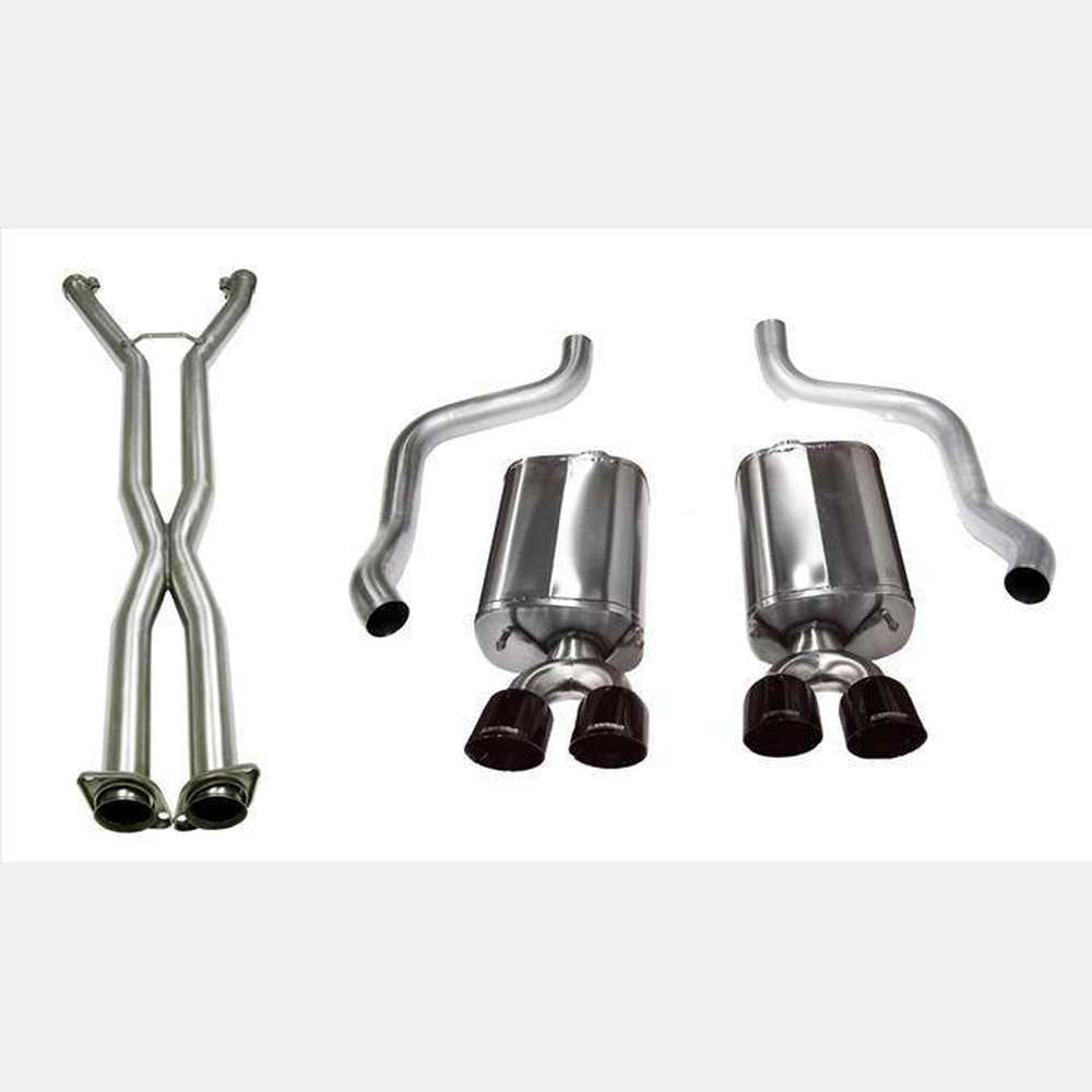 2.5 Inch Cat-Back Sport Dual Exhaust w- Black 3.5 Inch Tips 09-13 Corvette 6.2L Stainless Steel - Apollo Off-Road