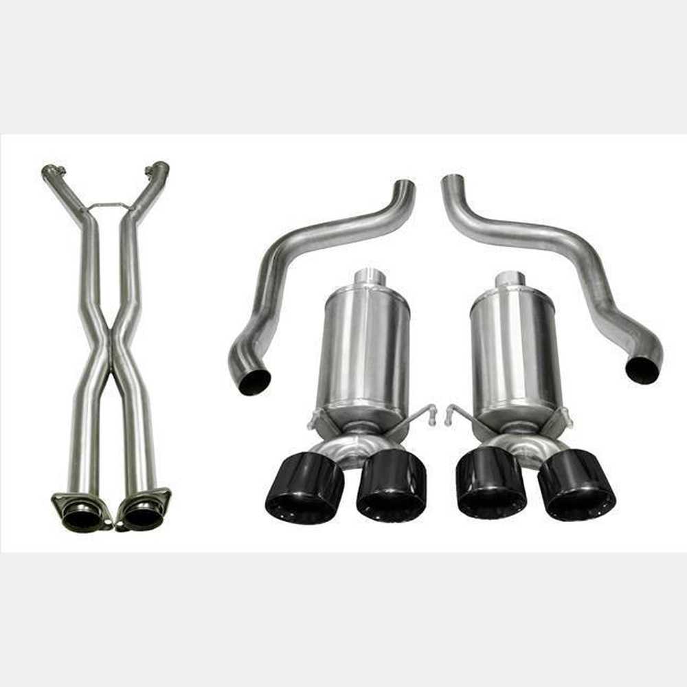 2.5 Inch Cat-Back Xtreme Dual Exhaust Black 3.5 Inch Tips 09-13 C6 Corvette 6.2L Stainless Steel - Apollo Off-Road