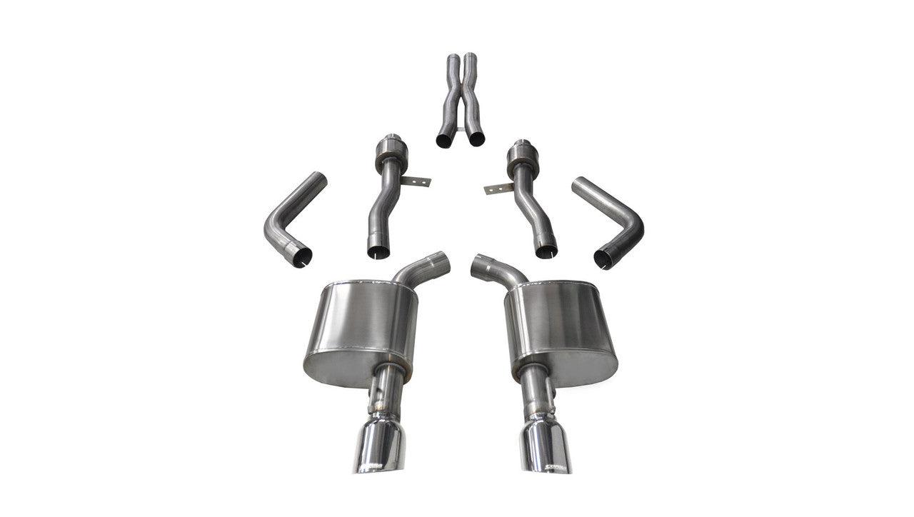 2.75 Inch Cat-Back Sport Dual Rear Exit Exhaust 4.5 Inch Polished Tips 15-Present Dodge Charger SRT 392-R-T Scat Pack-SRT Hellcat 6.2L-6.4L V8 Stainless Steel - Apollo Off-Road