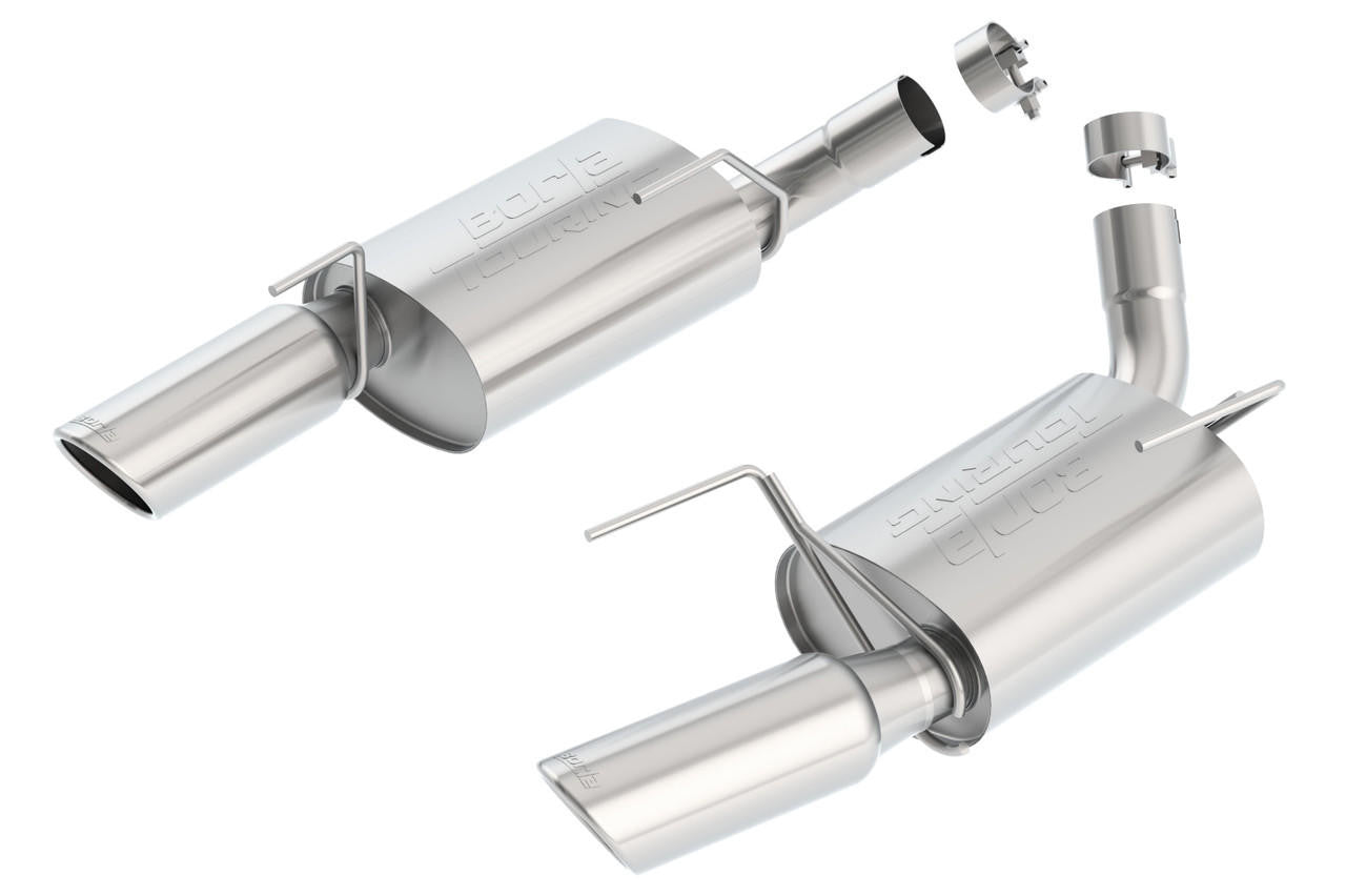 2005-2009 Ford Mustang GT Axle-Back Exhaust System, Touring, Chrome Tips - Apollo Off-Road