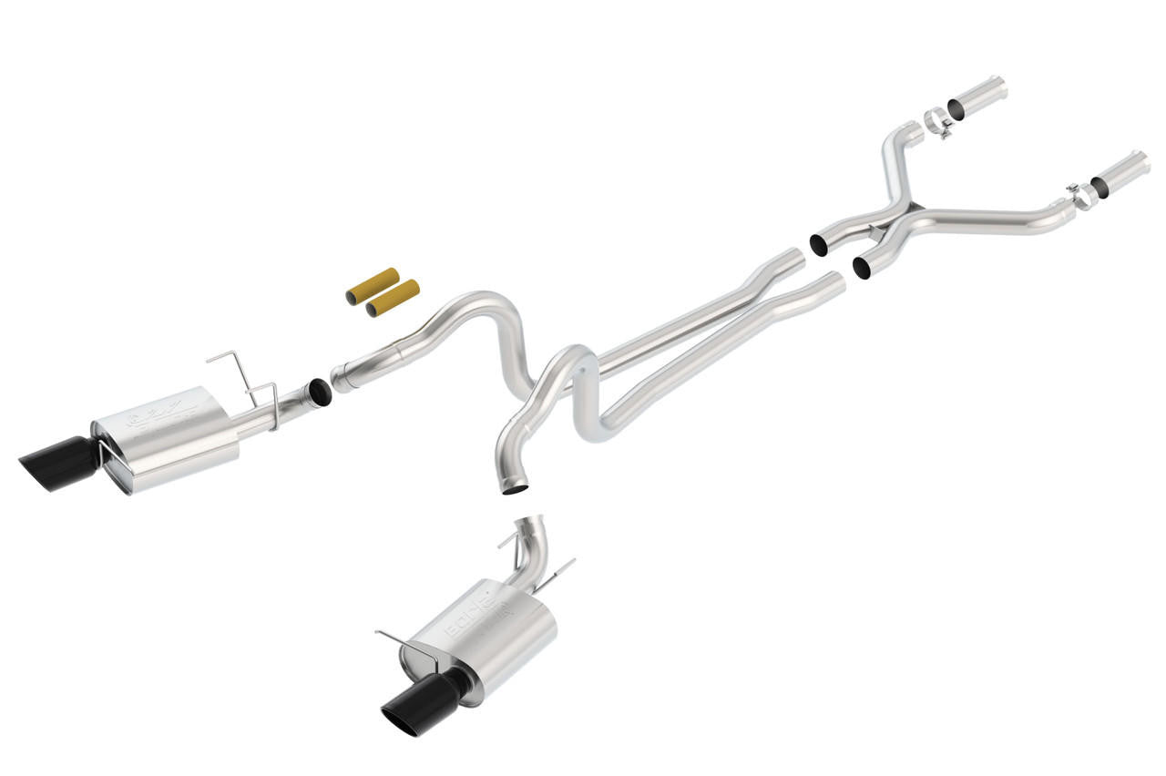 2011-2012 Ford Mustang GT-Boss 302 Cat-Back Exhaust System, ATAK, Black Chrome Tips - Apollo Off-Road