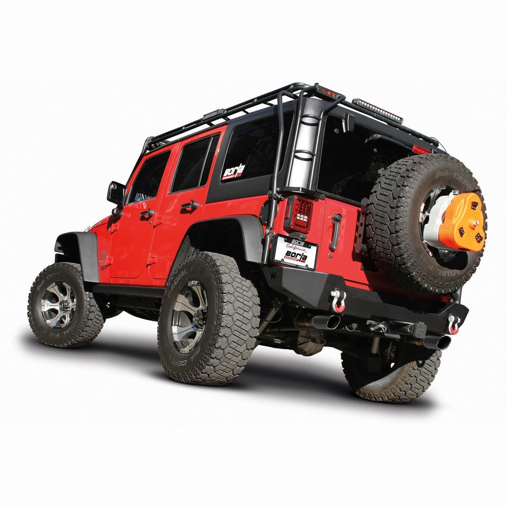 2012-2018 Jeep Wrangler JK-JKU Axle-Back Exhaust System, ATAK, Black Chrome Tips - Apollo Off-Road