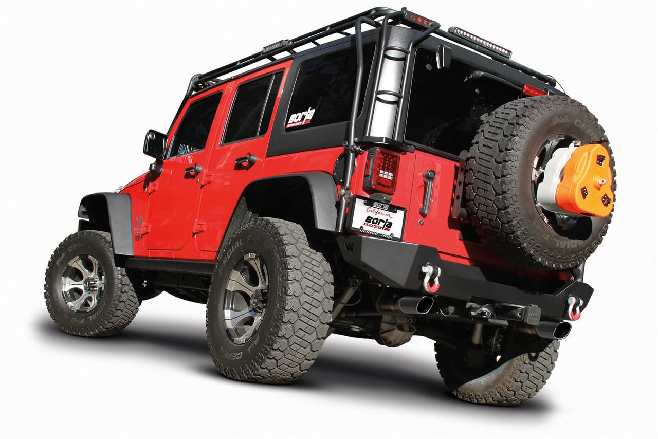 2012-2018 Jeep Wrangler JK-JKU Axle-Back Exhaust System, ATAK, Black Chrome Tips - Apollo Off-Road