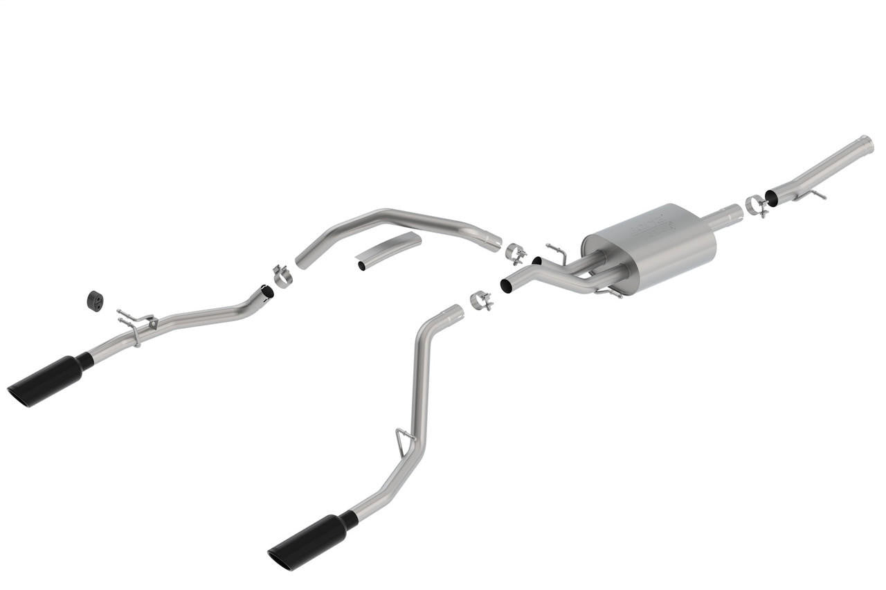 2014-2018 Chevrolet Silverado 1500-GMC Sierra 1500 Cat-Back Exhaust System, ATAK, Black Chrome Tips - Apollo Off-Road