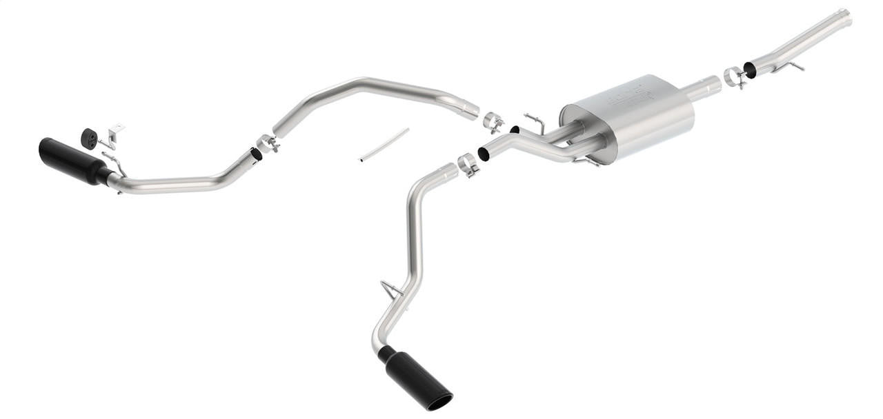 2014-2018 Chevrolet Silverado 1500-GMC Sierra 1500 Cat-Back Exhaust System, ATAK, Black Chrome Tips - Apollo Off-Road
