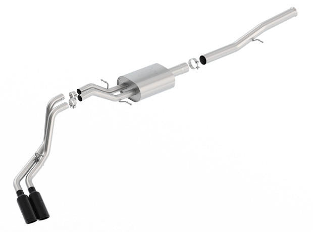 2014-2018 Chevrolet Silverado 1500-GMC Sierra 1500 Cat-Back Exhaust System, ATAK, Black Chrome Tips - Apollo Off-Road