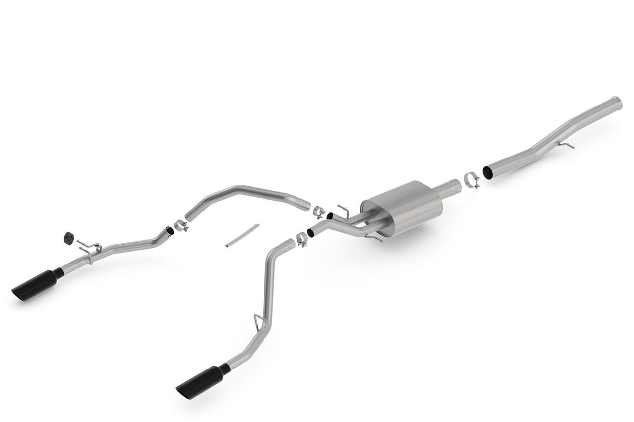 2014-2018 Chevrolet Silverado 1500-GMC Sierra 1500 Cat-Back Exhaust System, S-Type, Black Chrome Tips - Apollo Off-Road