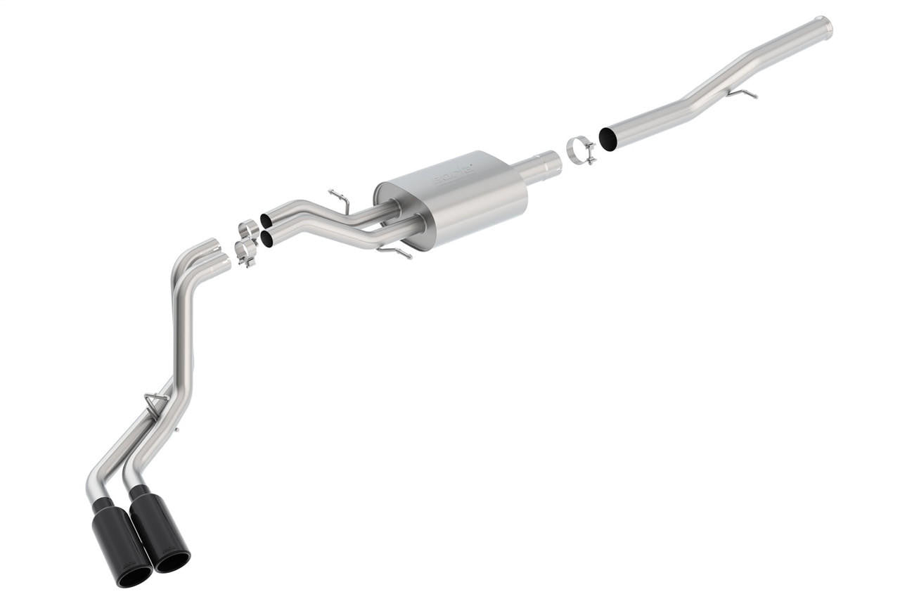 2014-2018 Chevrolet Silverado 1500-GMC Sierra 1500 Cat-Back Exhaust System, S-Type, Black Chrome Tips - Apollo Off-Road