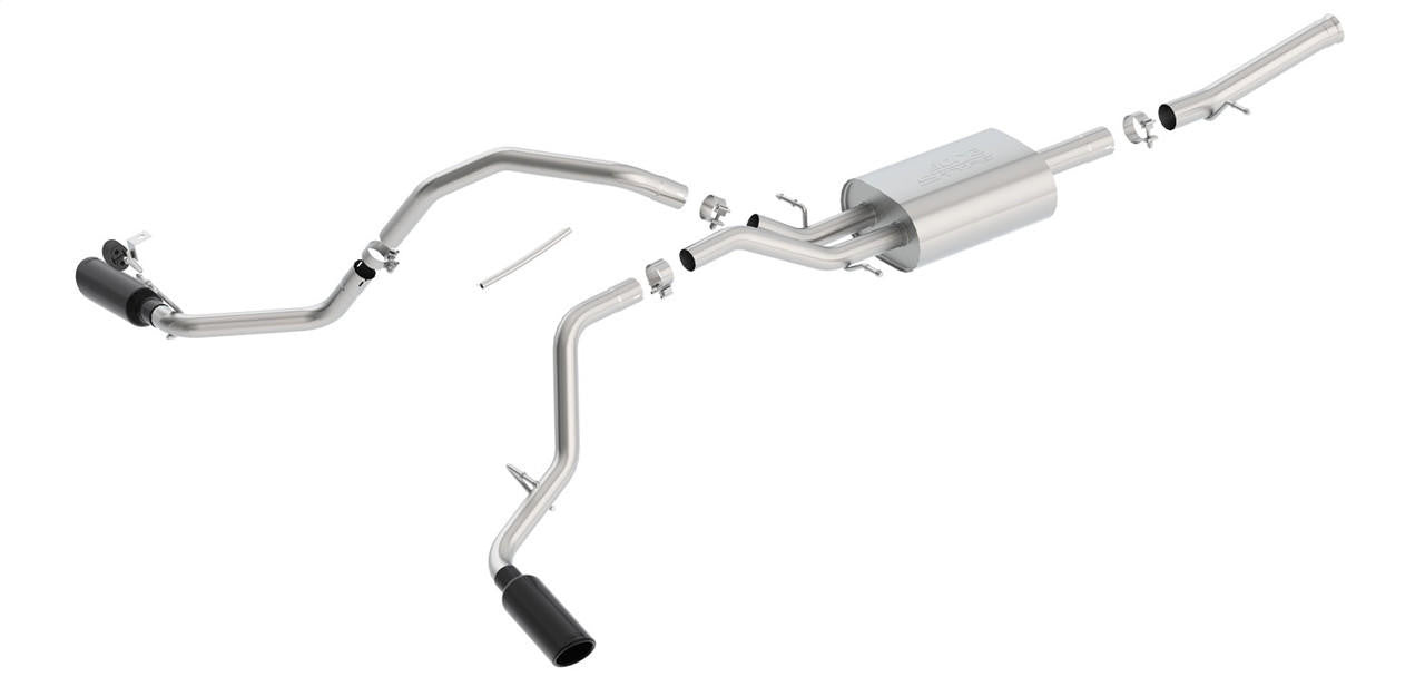 2014-2018 Chevrolet Silverado 1500-GMC Sierra 1500 Cat-Back Exhaust System, S-Type, Black Chrome Tips - Apollo Off-Road