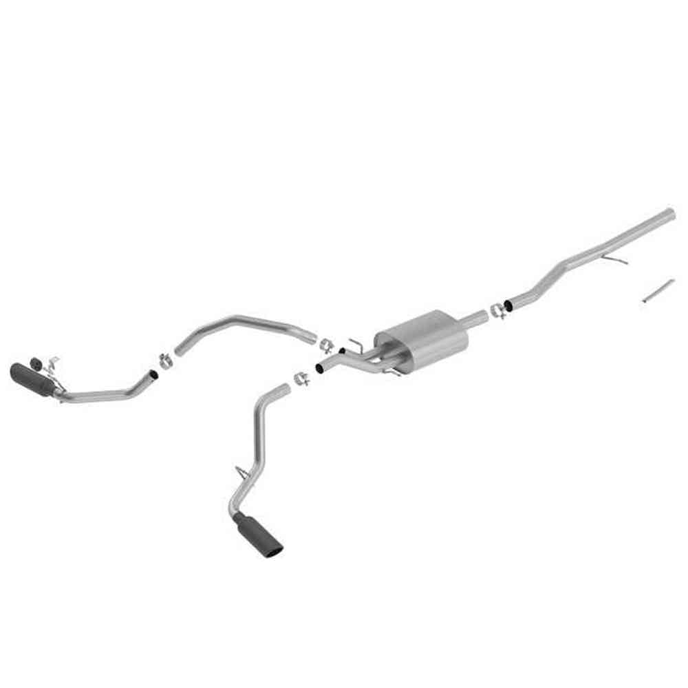 2014-2019 Chevrolet Silverado 1500-GMC Sierra 1500 Cat-Back Exhaust System, ATAK, Black Chrome Tips - Apollo Off-Road