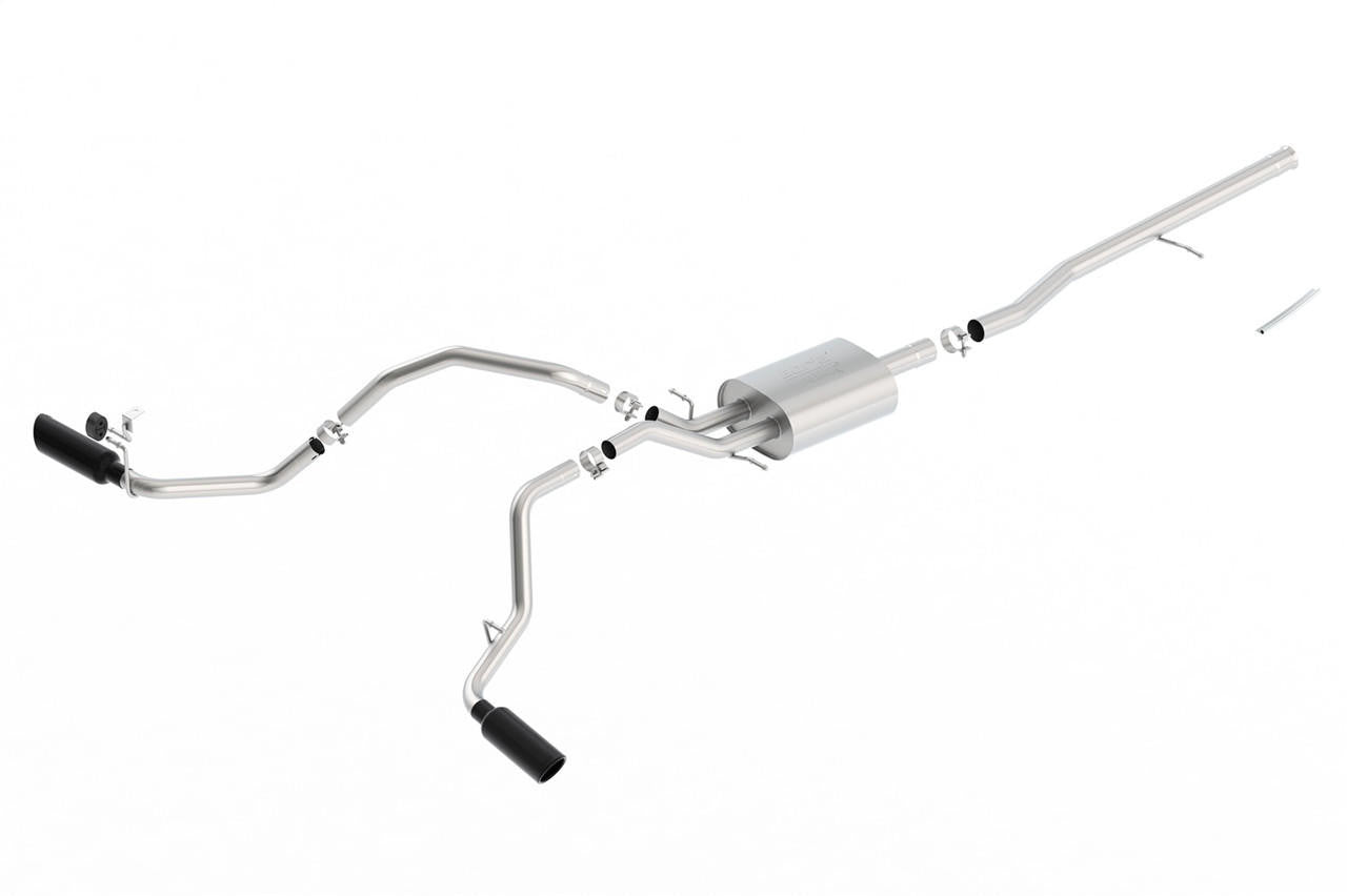 2014-2019 Chevrolet Silverado 1500-GMC Sierra 1500 Cat-Back Exhaust System, ATAK, Black Chrome Tips - Apollo Off-Road