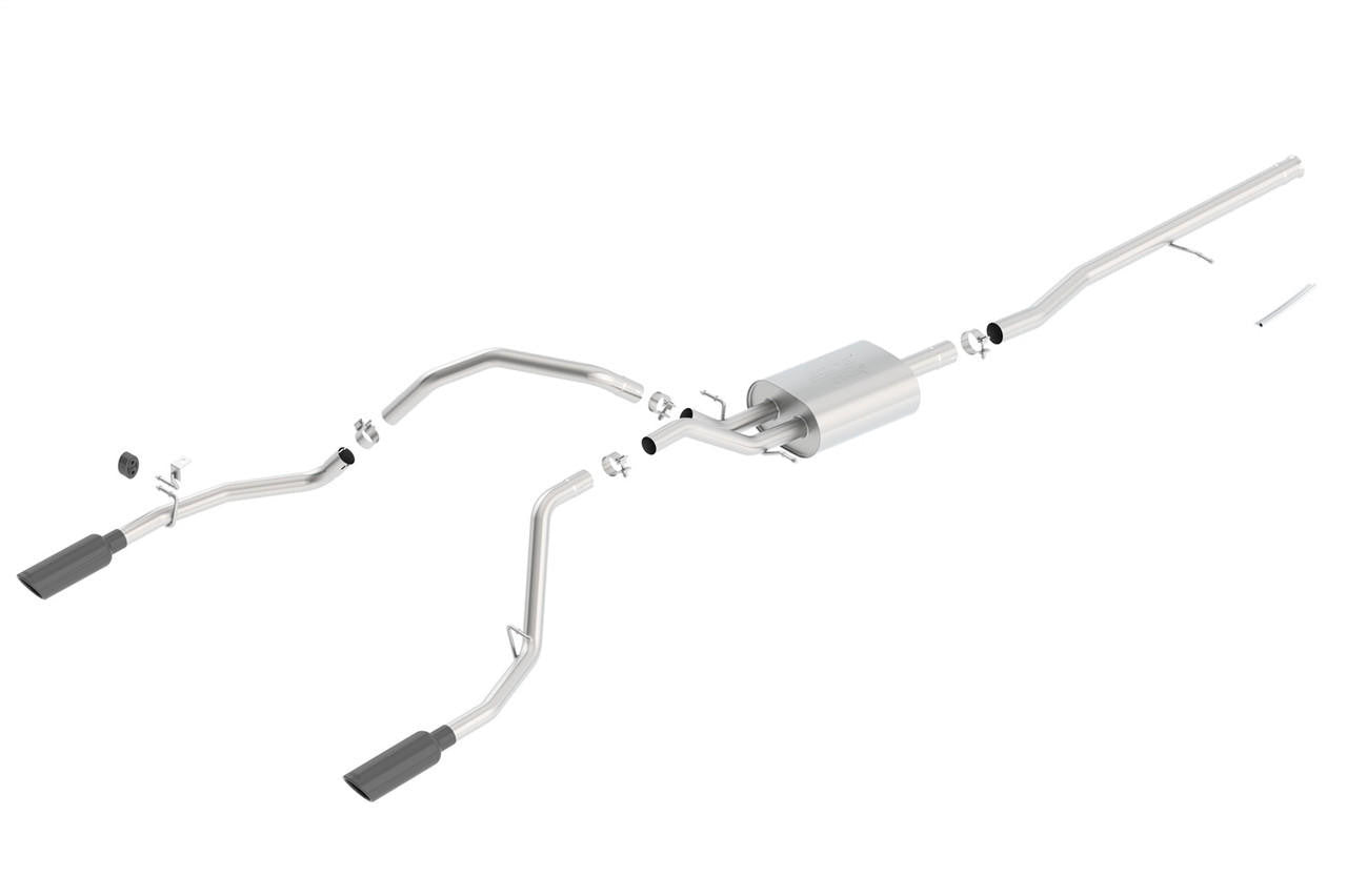 2014-2019 Chevrolet Silverado 1500-GMC Sierra 1500 Cat-Back Exhaust System, ATAK, Black Chrome Tips - Apollo Off-Road