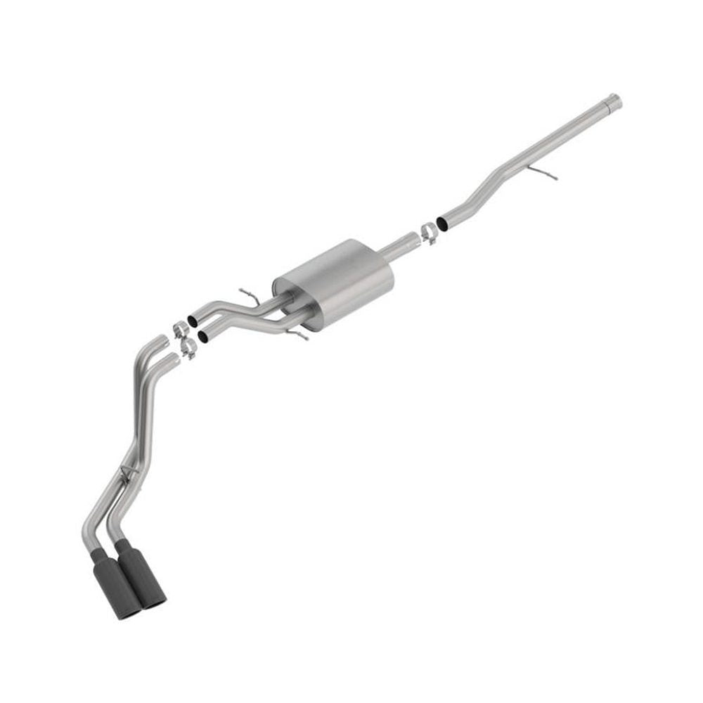 2014-2019 Chevrolet Silverado 1500-GMC Sierra 1500 Cat-Back Exhaust System, ATAK, Black Chrome Tips - Apollo Off-Road