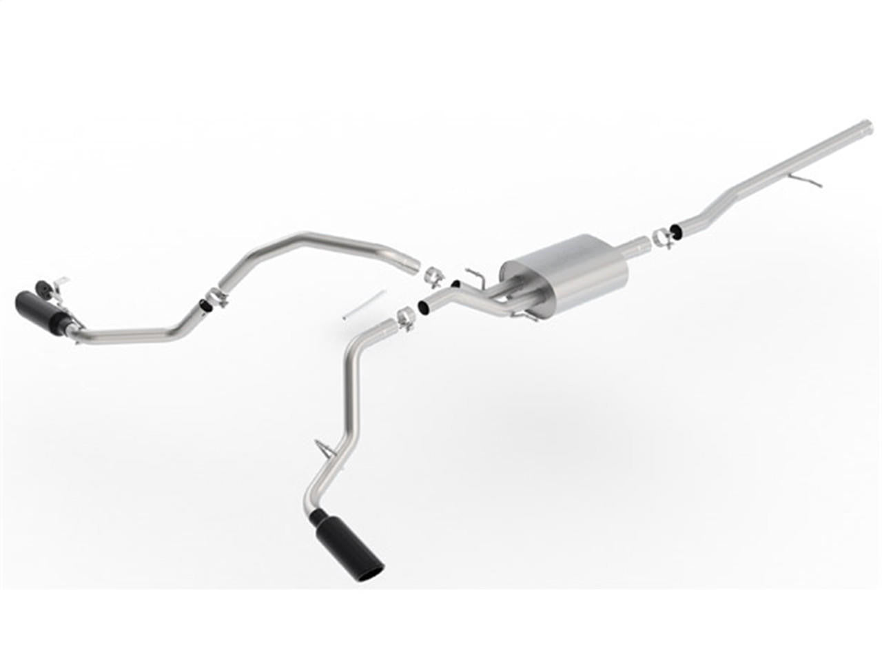 2014-2019 Chevrolet Silverado 1500-GMC Sierra 1500 Cat-Back Exhaust System, S-Type, Black Chrome Tips - Apollo Off-Road