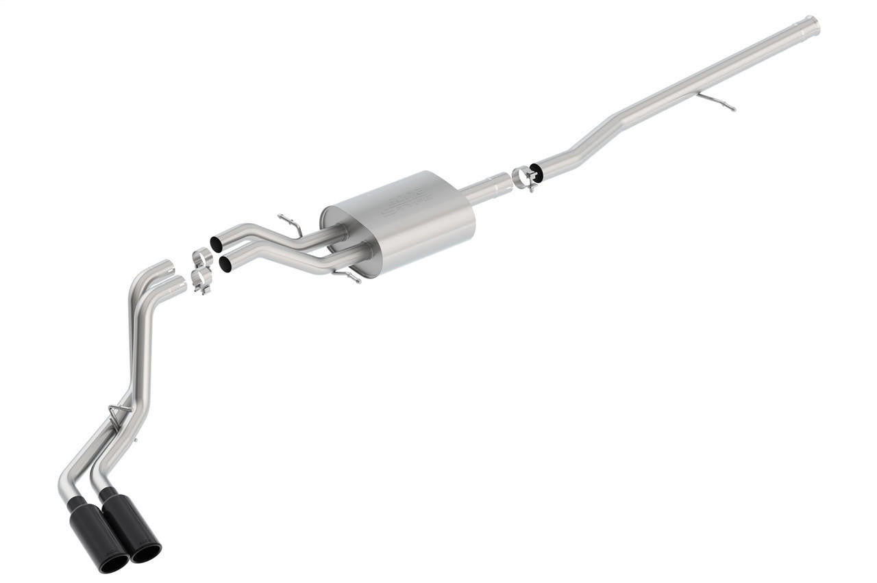 2014-2019 Chevrolet Silverado 1500-GMC Sierra 1500 Cat-Back Exhaust System, S-Type, Black Chrome Tips - Apollo Off-Road