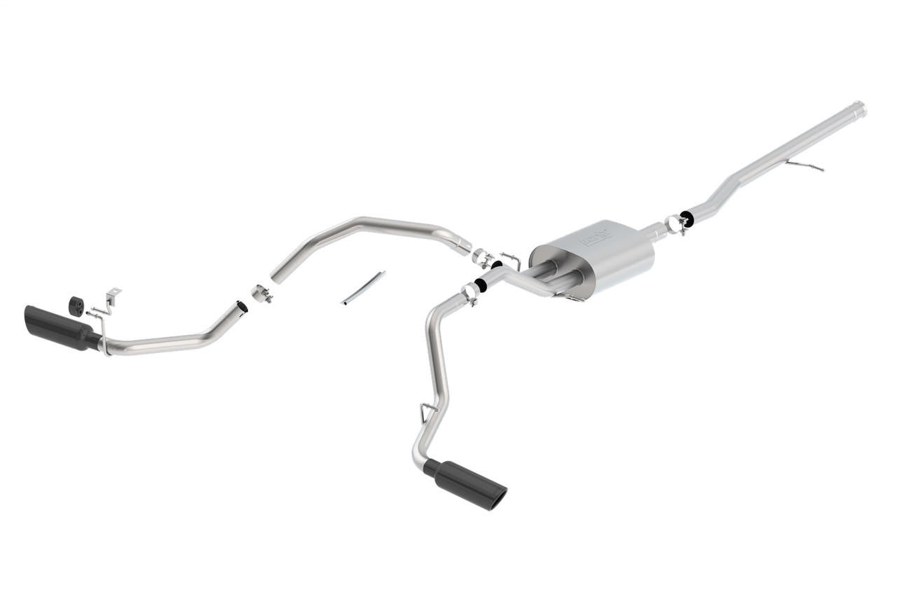 2014-2019 Chevrolet Silverado 1500-GMC Sierra 1500 Cat-Back Exhaust System, Touring, Black Chrome Tips - Apollo Off-Road