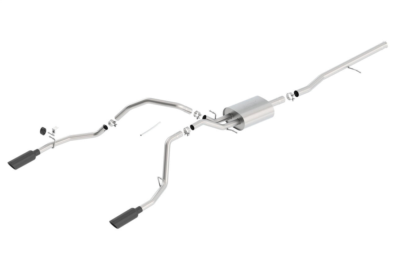 2014-2019 Chevrolet Silverado 1500-GMC Sierra 1500 Cat-Back Exhaust System, Touring, Black Chrome Tips - Apollo Off-Road