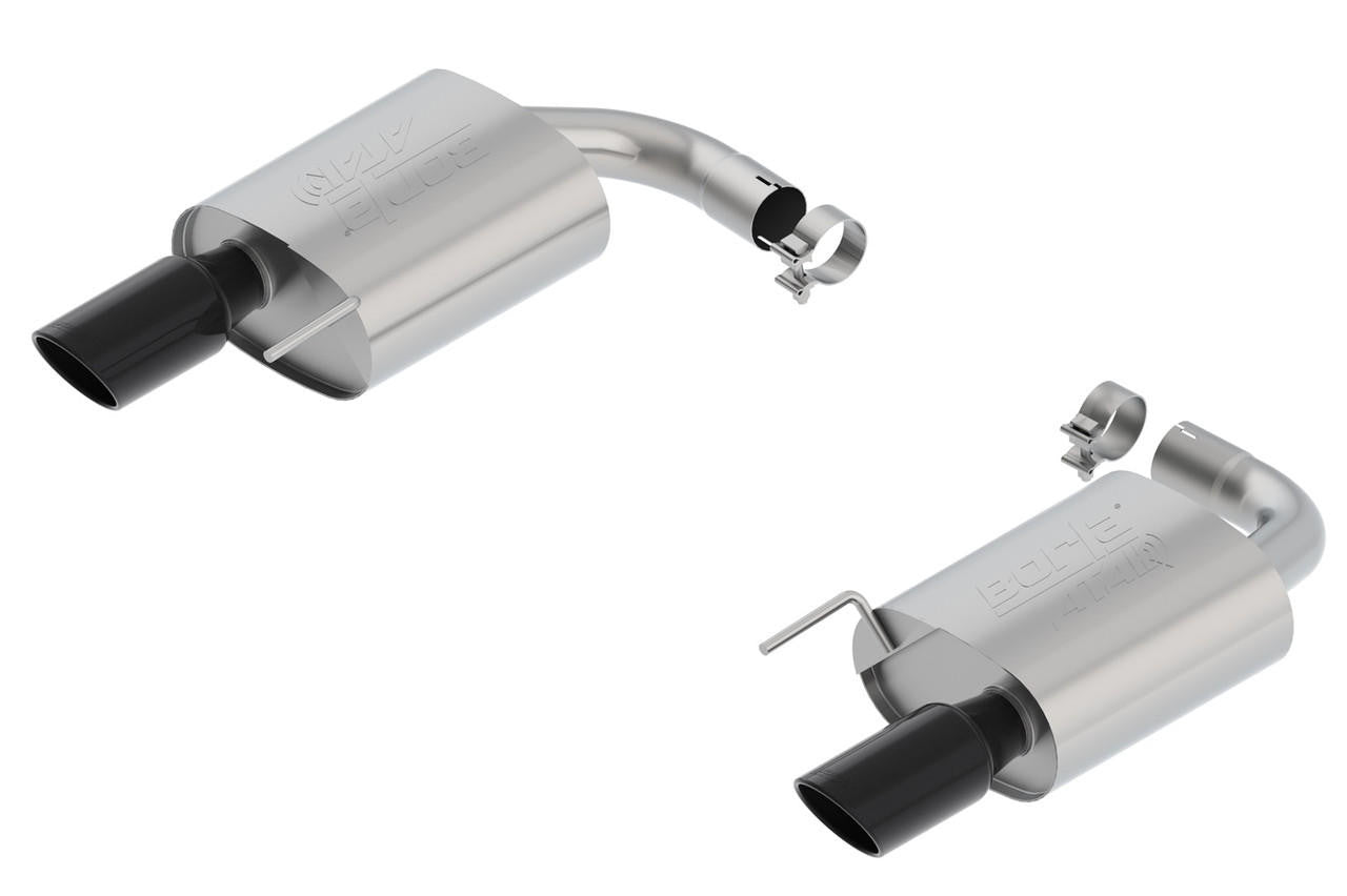 2015-2017 Ford Mustang GT Axle-Back Exhaust System, ATAK, Black Chrome Tips - Apollo Off-Road