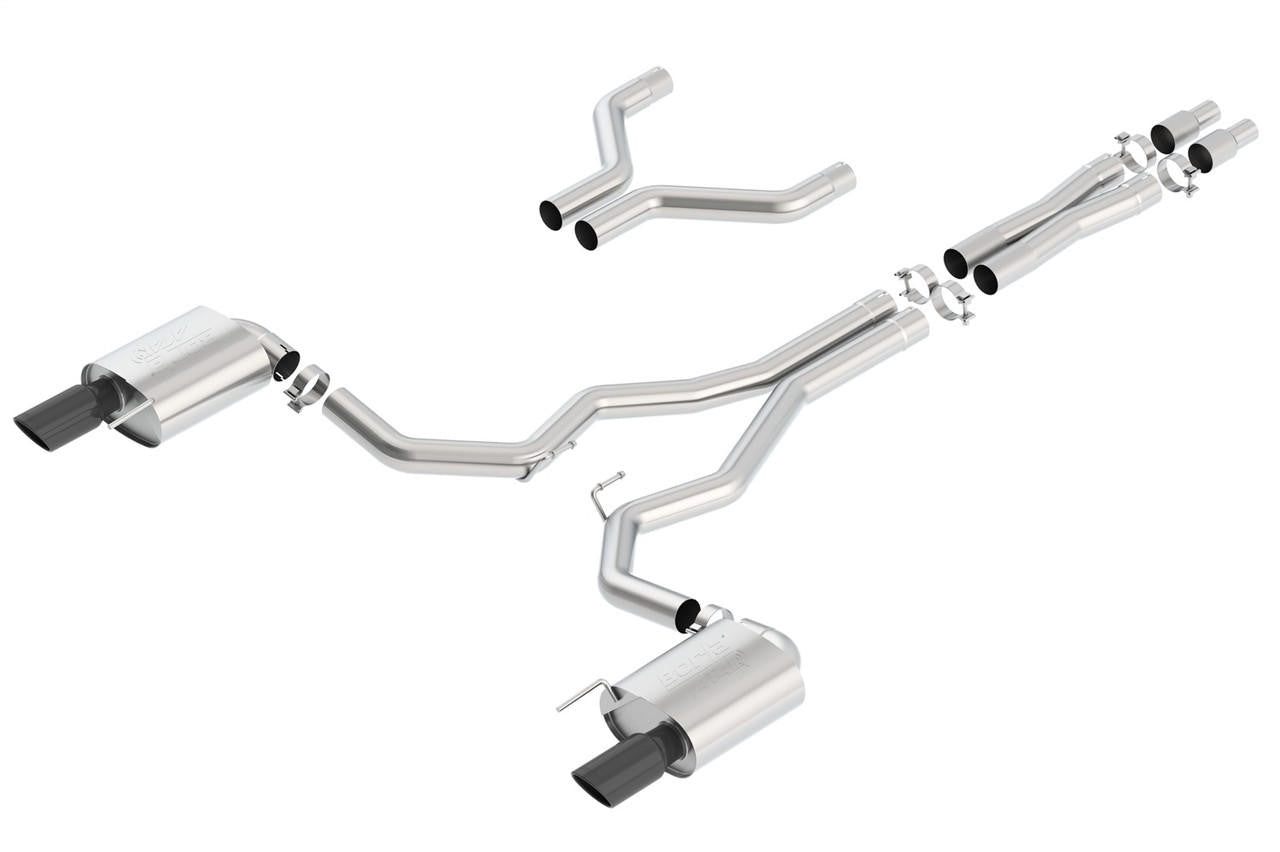 2015-2017 Ford Mustang GT Cat-Back Exhaust System, ATAK, Black Chrome Tips - Apollo Off-Road