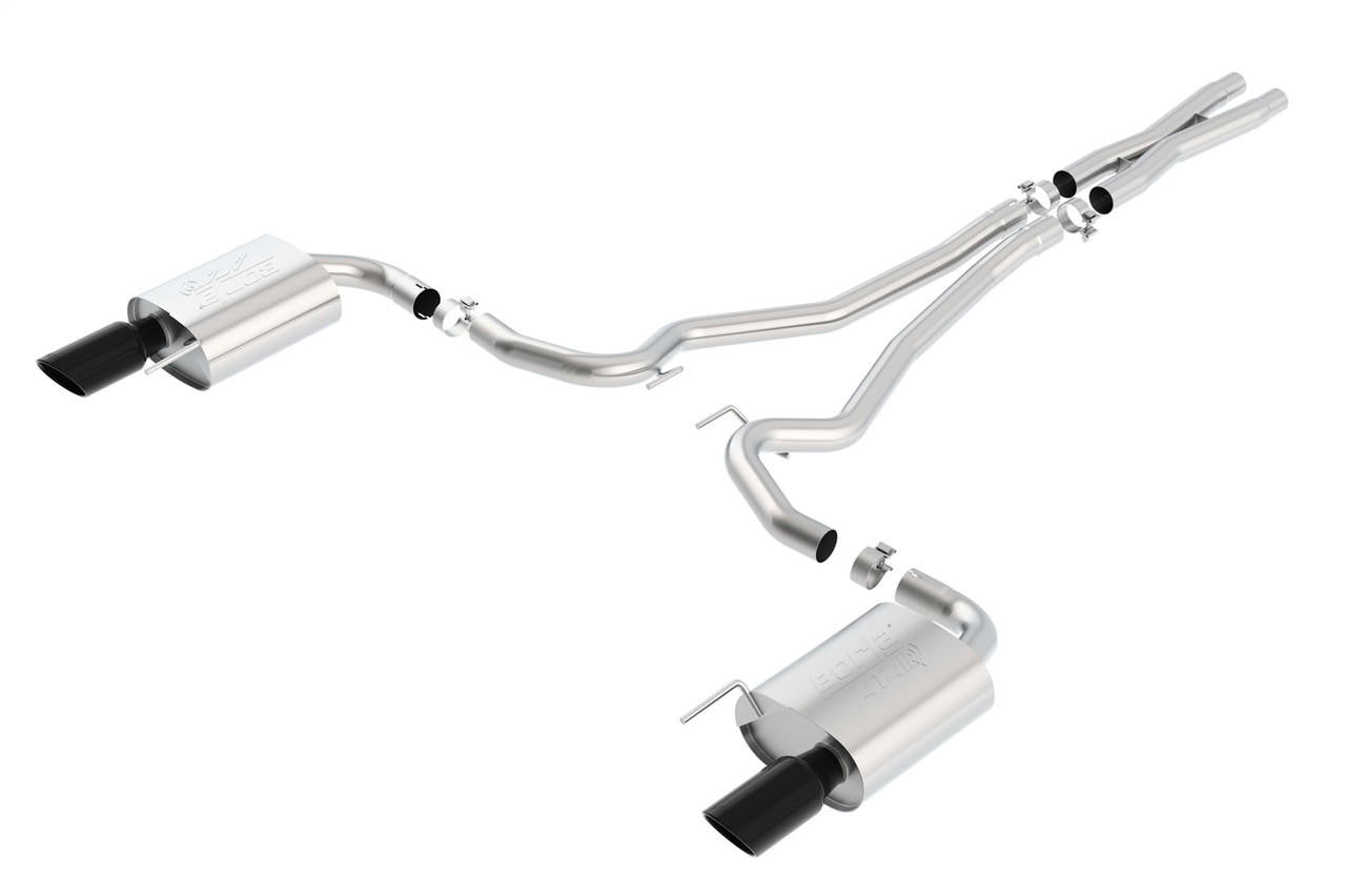 2015-2017 Ford Mustang GT Cat-Back Exhaust System, ATAK, Black Chrome Tips - Apollo Off-Road