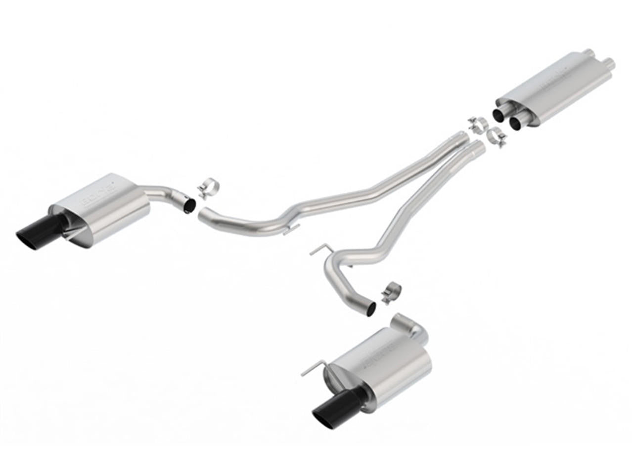 2015-2017 Mustang GT Cat-Back Exhaust System, Touring, Black Chrome Tips - Apollo Off-Road