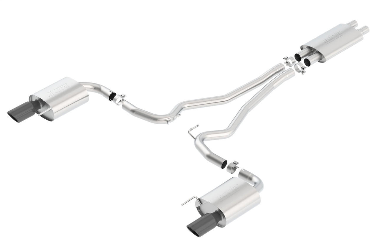 2015-2017 Mustang GT Cat-Back Exhaust System, Touring, Black Chrome Tips - Apollo Off-Road