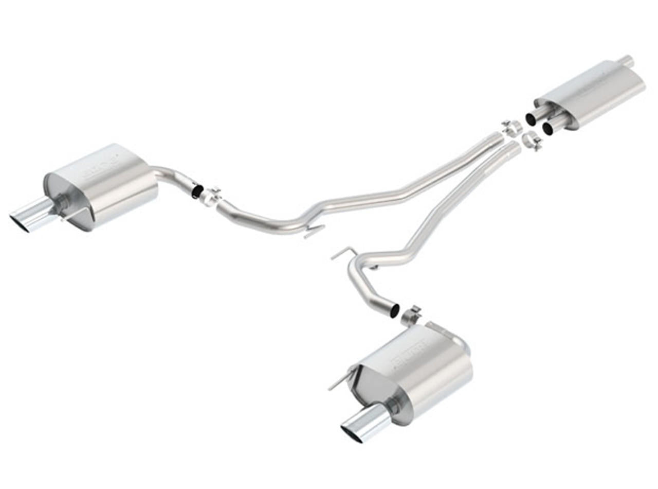 2015-2019 Ford Mustang 2.3L EcoBoost Cat-Back Exhaust System, Touring, Chrome Tips - Apollo Off-Road