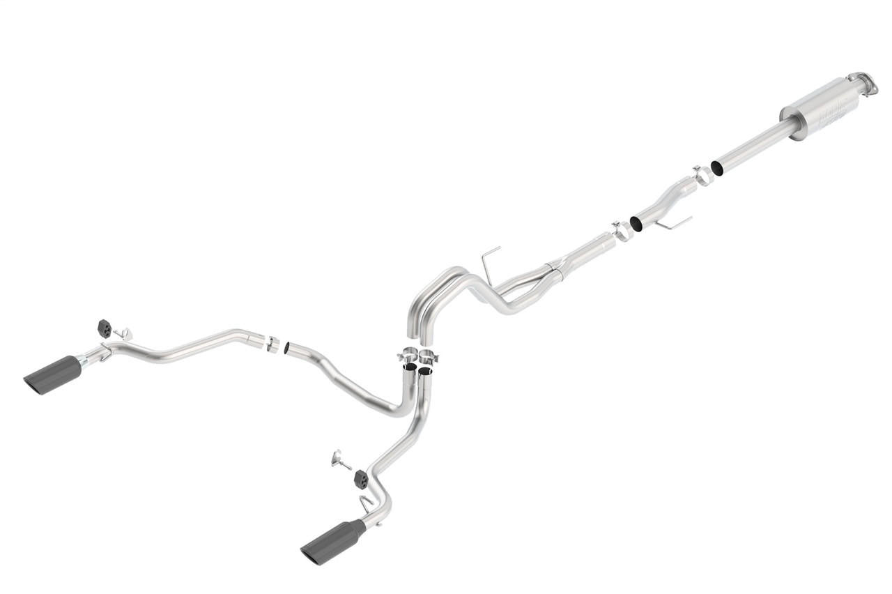 2015-2020 Ford F-150 2.7L-3.5L EcoBoost-5.0L V8-2018-2020 3.3L V6 Cat-Back Exhaust System, ATAK, Black Chrome Tips - Apollo Off-Road