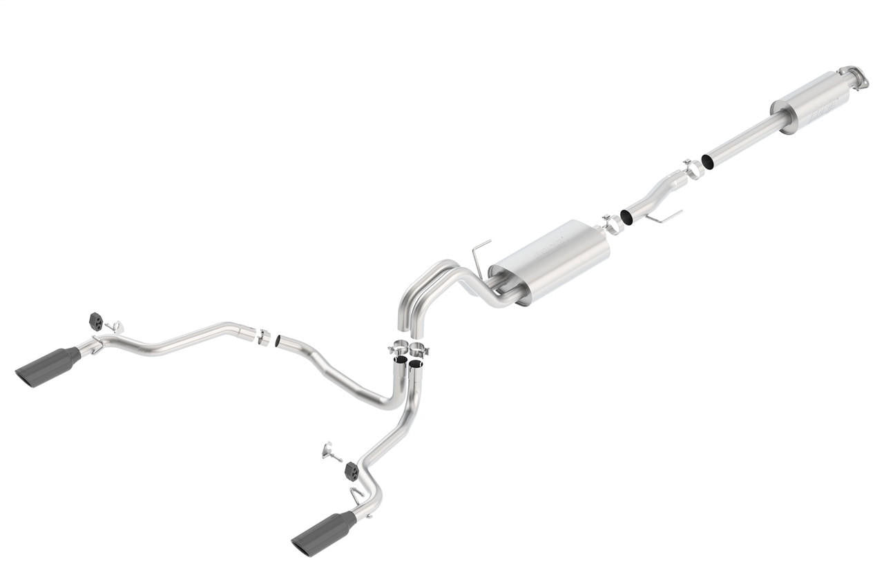 2015-2020 Ford F-150 2.7L-3.5L EcoBoost-5.0L V8-2018-2020 3.3L V6 Cat-Back Exhaust System, Touring, Black Chrome Tips - Apollo Off-Road