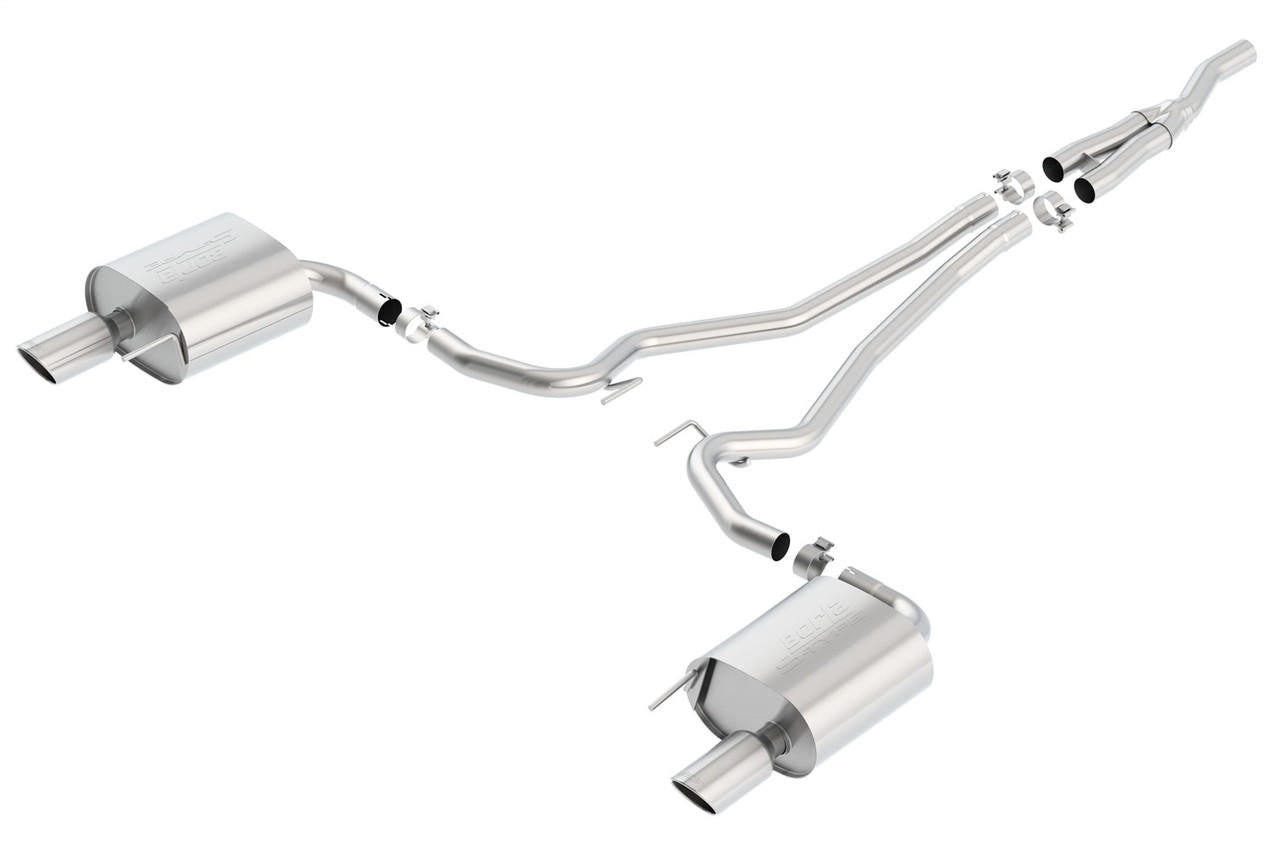 2015-2021 Ford Mustang 2.3L EcoBoost-3.7L V6 Cat-Back Exhaust System, Touring, Chrome Tips - Apollo Off-Road