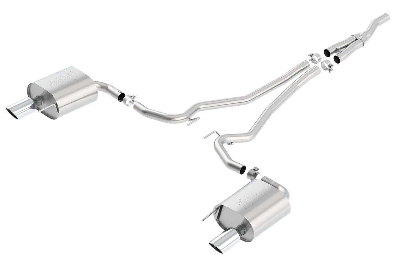 2015-2021 Ford Mustang 2.3L EcoBoost-3.7L V6 Cat-Back Exhaust System, Touring, Chrome Tips - Apollo Off-Road