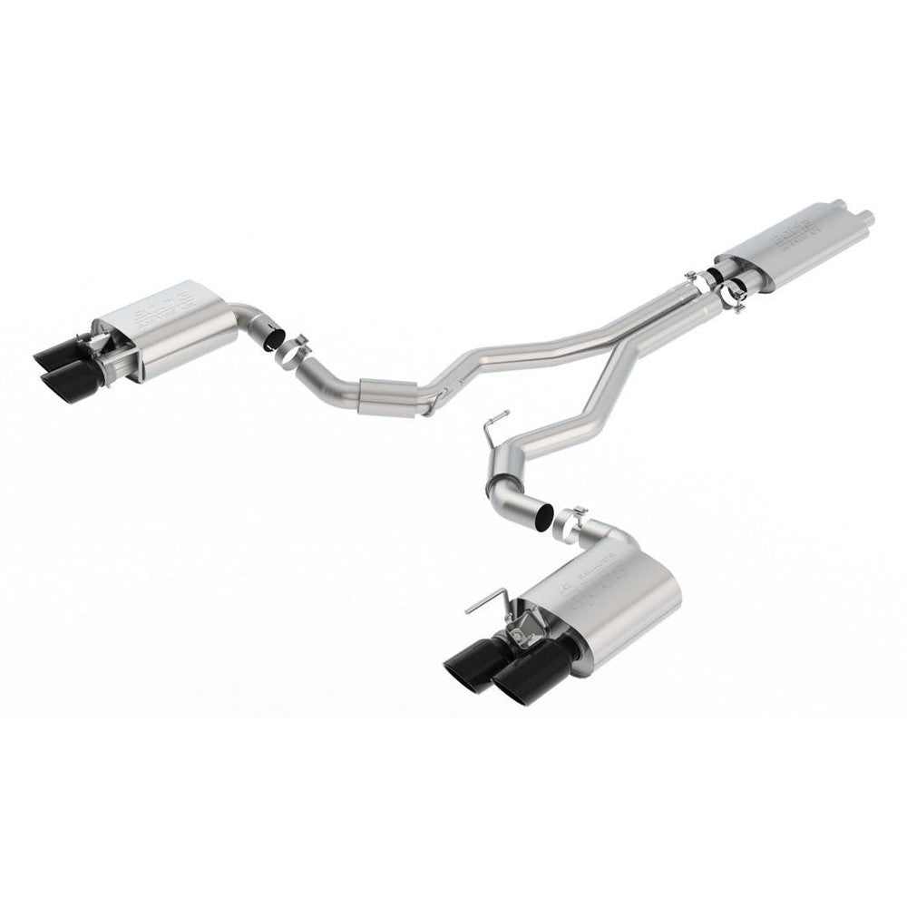 2018-2020 Ford Mustang GT Cat-Back Exhaust System, Touring, Black Chrome Tips - Apollo Off-Road