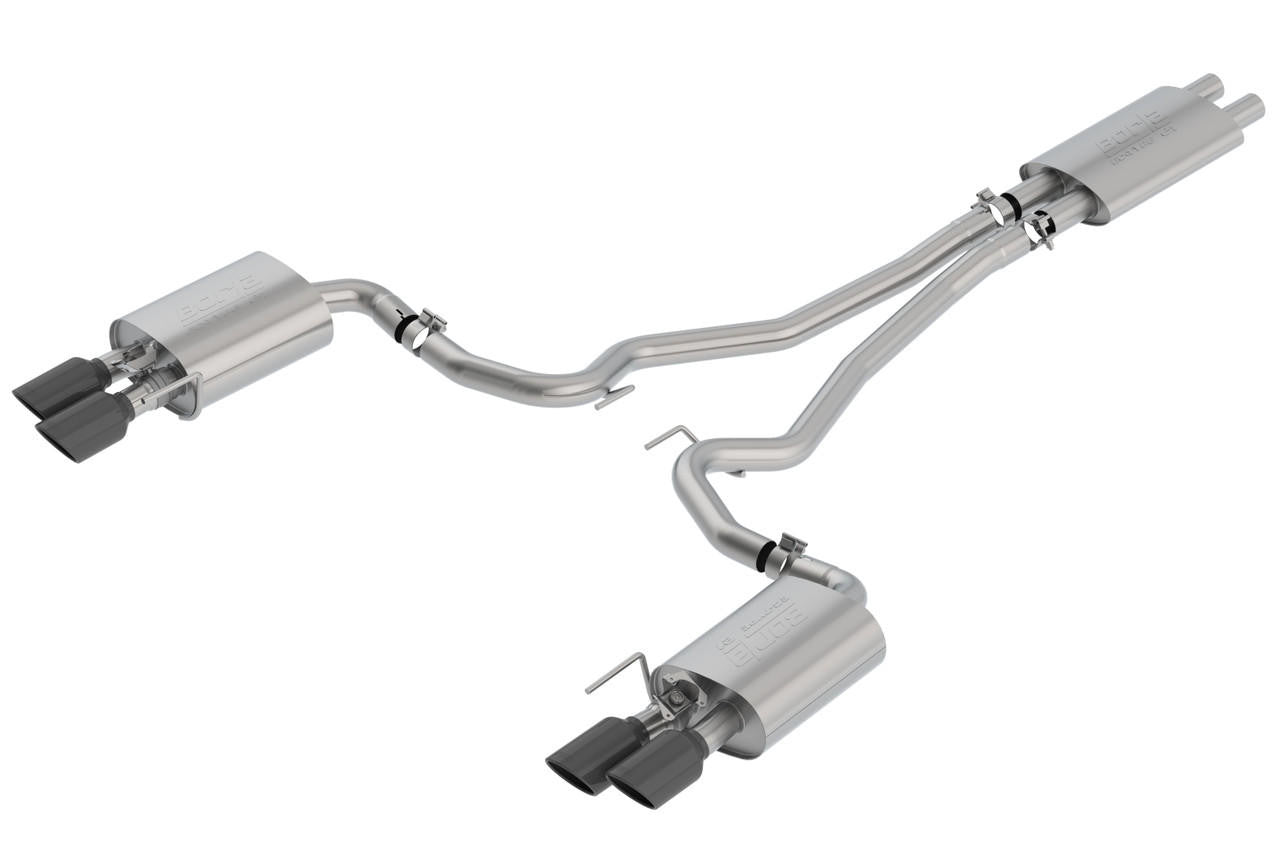 2018-2020 Ford Mustang GT Cat-Back Exhaust System, Touring, Black Chrome Tips - Apollo Off-Road
