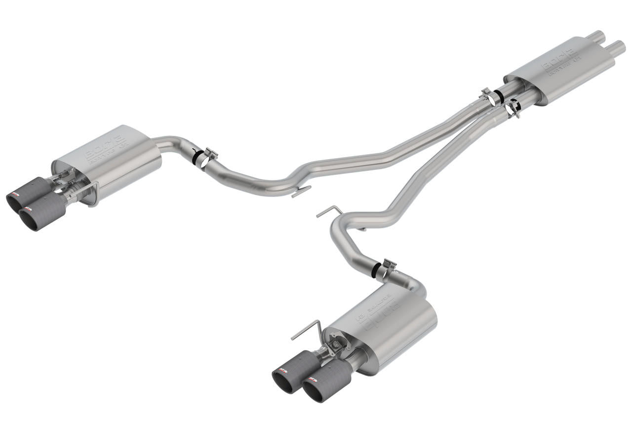 2018-2020 Ford Mustang GT Cat-Back Exhaust System, Touring, Carbon Fiber Tips - Apollo Off-Road