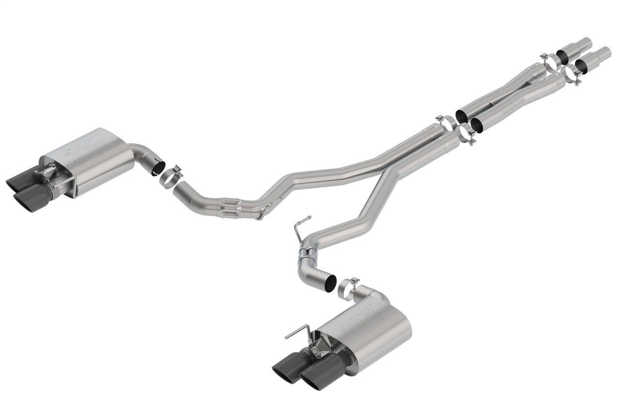2018-2021 Ford Mustang GT Cat-Back Exhaust System, ATAK, Black Chrome Tips - Apollo Off-Road