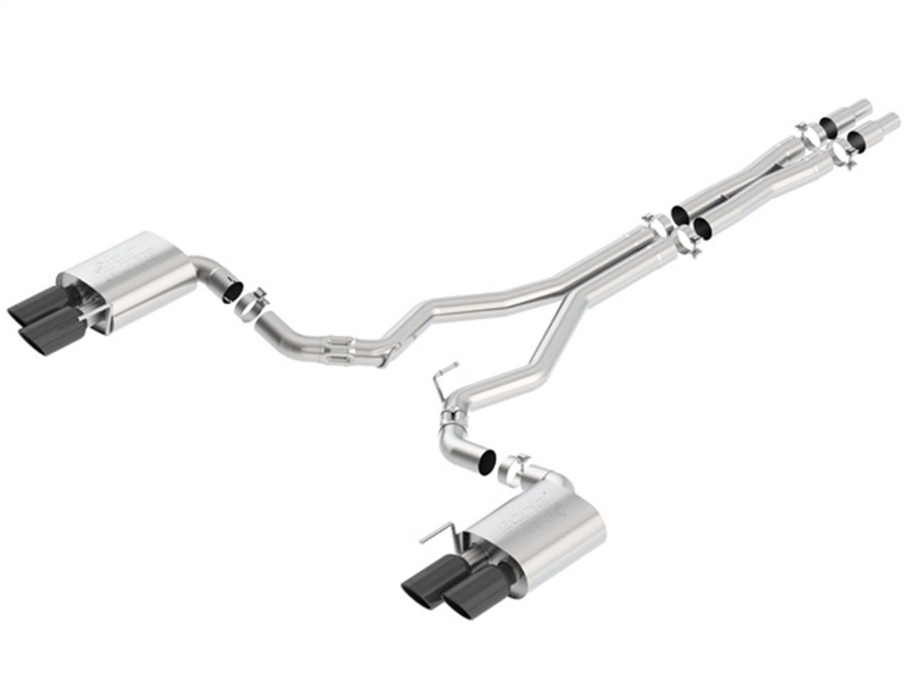 2018-2021 Ford Mustang GT Cat-Back Exhaust System, ATAK, Black Chrome Tips - Apollo Off-Road