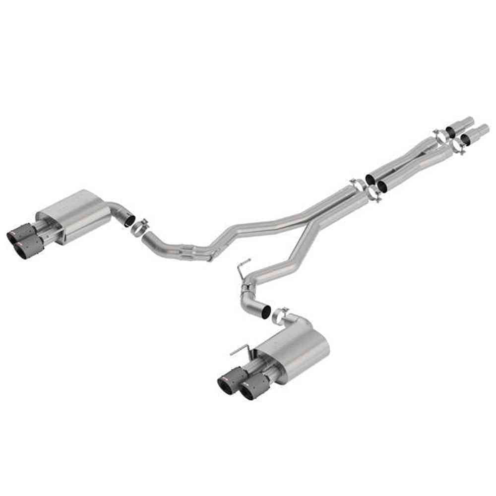 2018-2021 Ford Mustang GT Cat-Back Exhaust System, ATAK, Carbon Fiber Black Anodized Tips - Apollo Off-Road