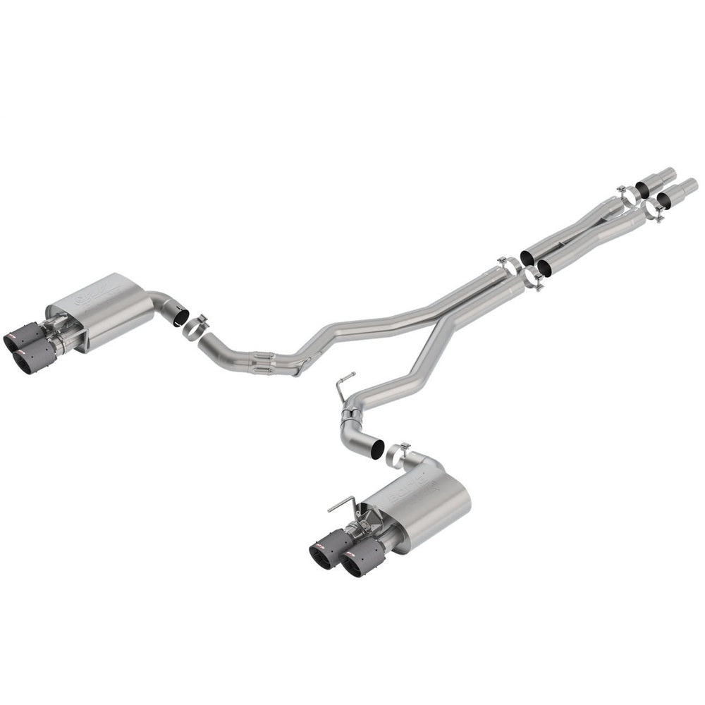 2018-2021 Ford Mustang GT Cat-Back Exhaust System, ATAK, Carbon Fiber Black Anodized Tips - Apollo Off-Road