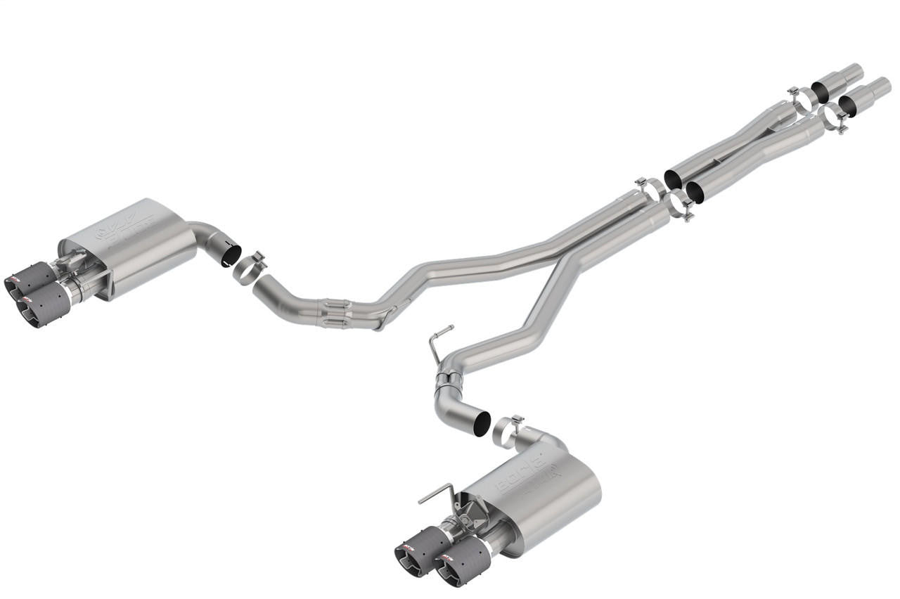 2018-2021 Ford Mustang GT Cat-Back Exhaust System, ATAK, Carbon Fiber Tips - Apollo Off-Road