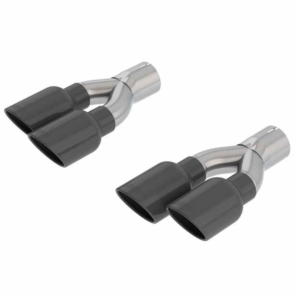 2018-2021 Jeep Grand Cherokee Trackhawk WK2 Tip Kit Dual Round Rolled Angle-Cut Black Chrome - Apollo Off-Road