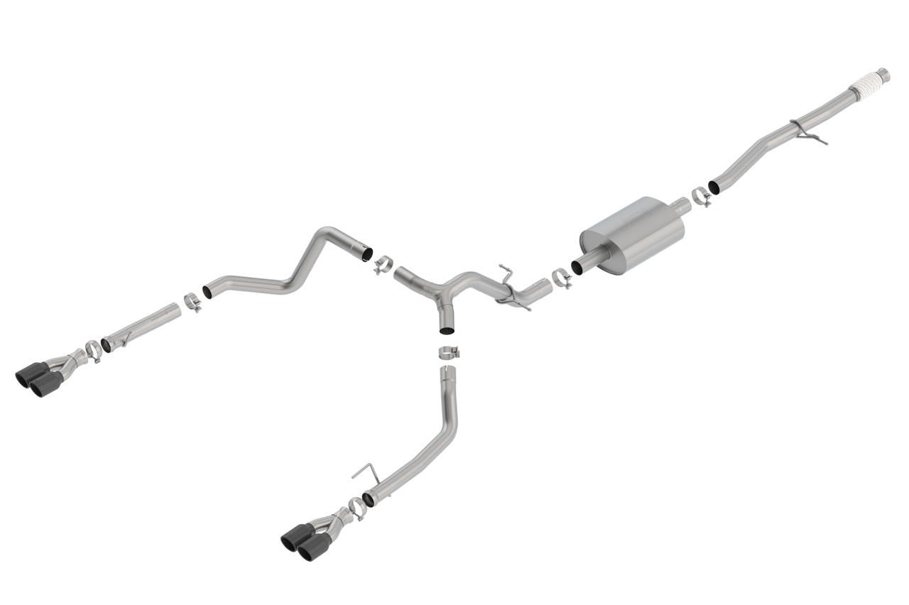 2019-2022 Silverado-Sierra 1500 Cat-Back Exhaust System, S-Type, Black Chrome Tips - Apollo Off-Road